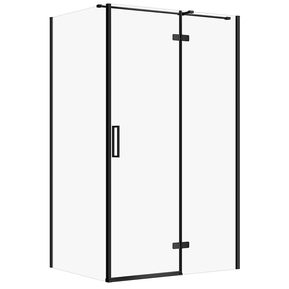 CERSANIT Rechteckige Duschkabine JOTA 120x90 rechts schwarz, transparentes Glas S160-027