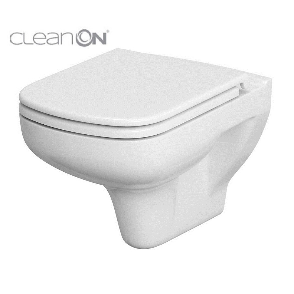 CERSANIT Wandhängende WC-Schüssel FARBE rechteckiger Duraplast-Sitz antibakteriell langsamer Fall mit einfacher Entriegelung K701-042