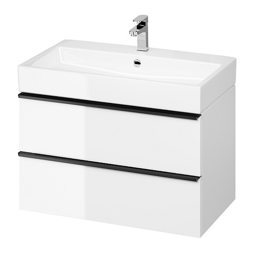 CERSANIT Waschtischunterschrank VIRGO 80 weißer Griff schwarz S522-025