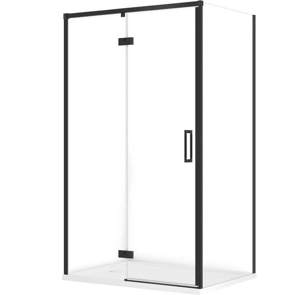 CERSANIT LARGA Duschkabine links schwarz 120x90 mit Duschwanne TAKO 120x90x4 weiß S601-335