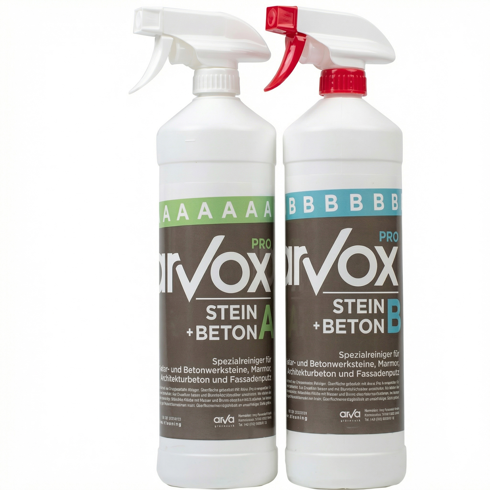 Spezialreiniger Arvox Pro Stein+Beton 2-Komponenten-Reiniger (2 x 1 Liter)