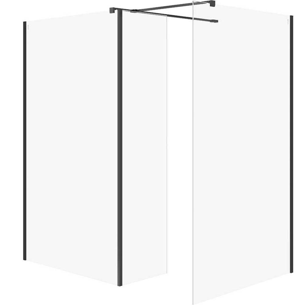 CERSANIT WALK-IN Duschkabine MILLE mit Stellwand 100x90x30x200 schwarz S601-192