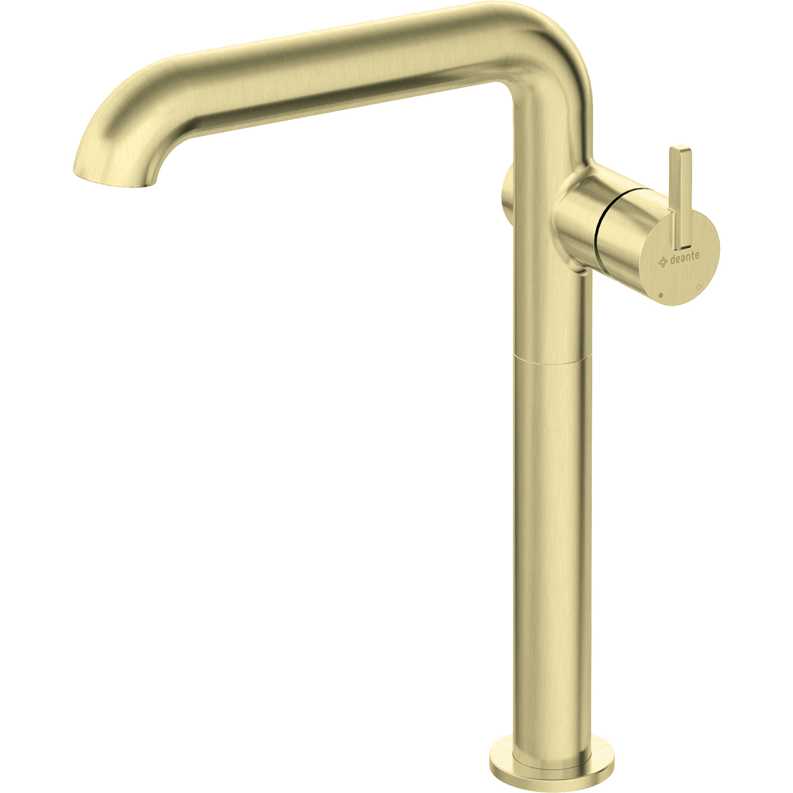 DEANTE SILIA, ein Waschbeckenwasserhahn auf dem Sockel hoch mit rechteckigem Ausguss, goldgebürsteten BQS_R24K