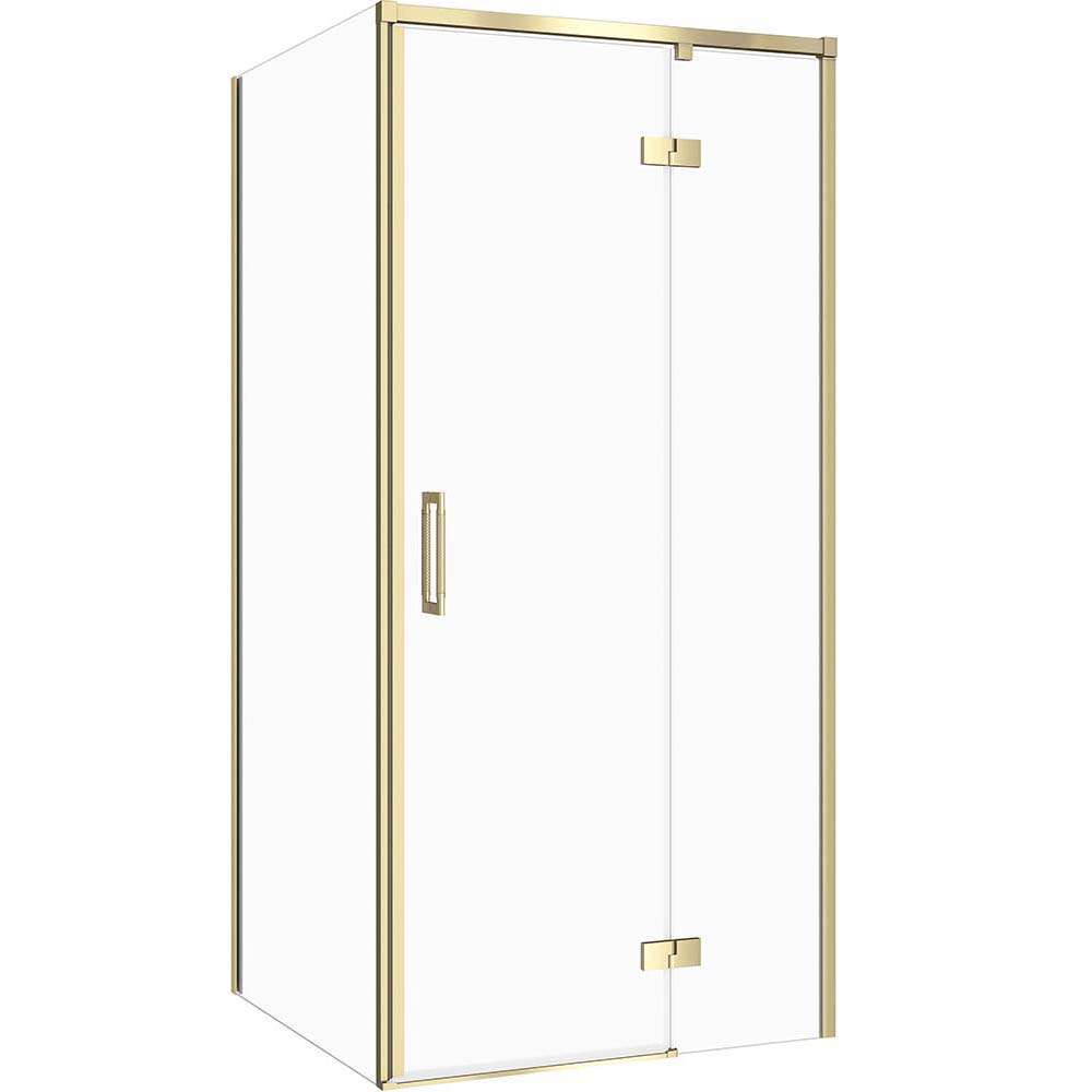 CERSANIT Quadratische Duschkabine LARGA gold matt, rechts 90x90 transparentes Glas S601-467