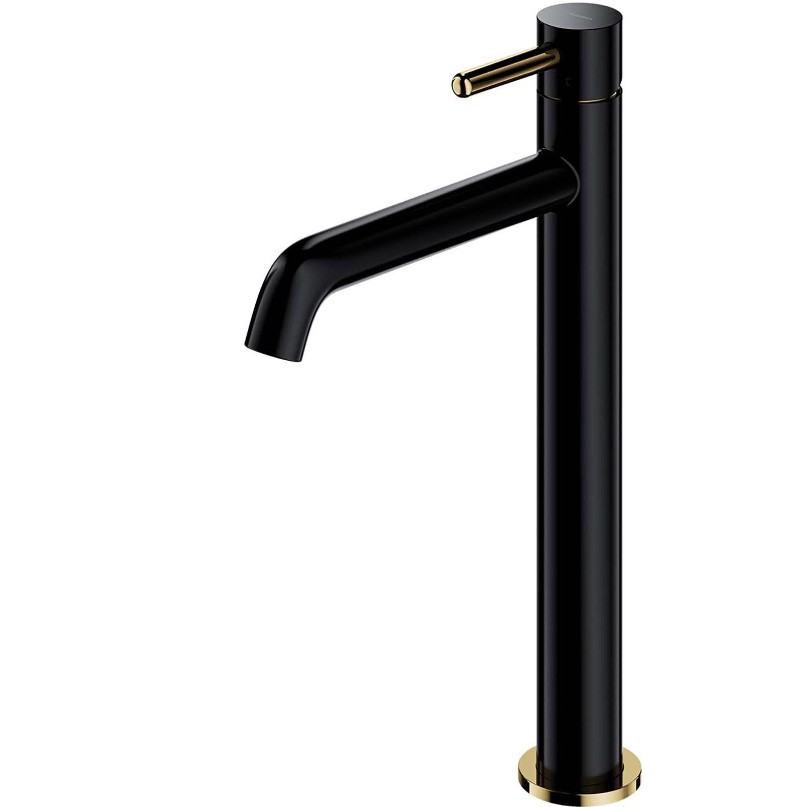 OMNIRES Y-Sockel Waschbeckenwasserhahn hoch schwarz und golden Y1212BLGL