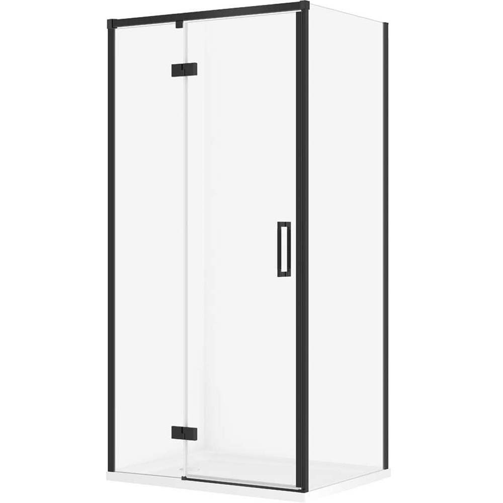 CERSANIT LARGA Duschkabine links schwarz 100x80 mit Duschwanne TAKO 100x80x4 weiß S601-339