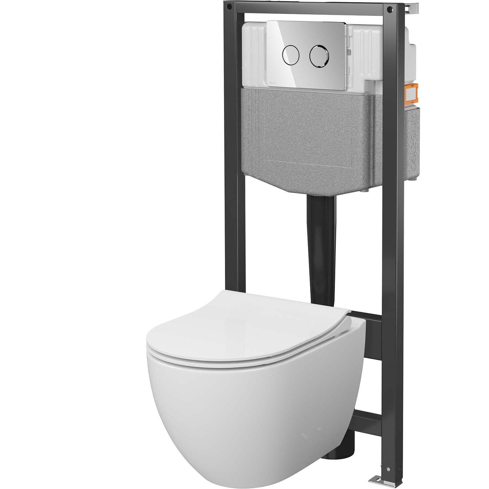 CERSANIT GARDA SYSTEM 50 pneumatisches Unterputz-Set, Becken, Brett, Chromknopf S4015-001