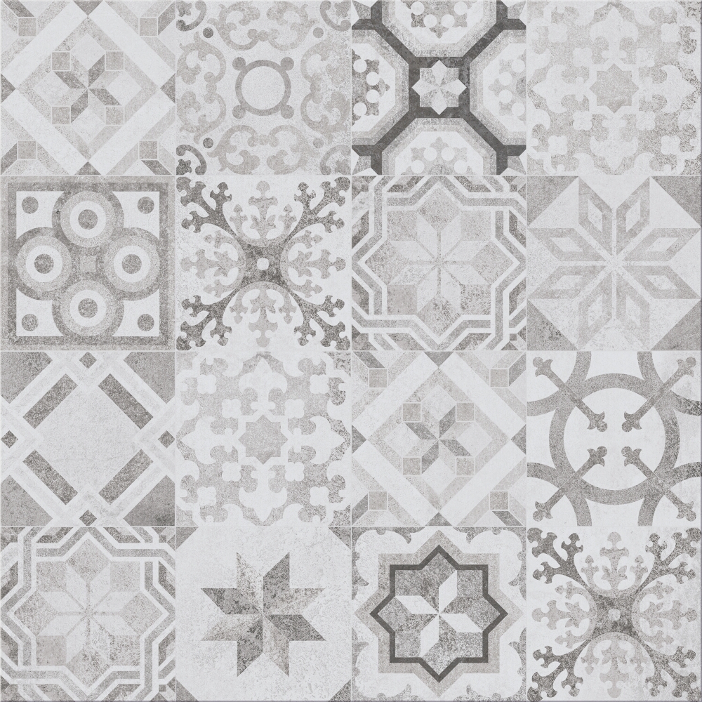 BODENFLIESE CONCRETE STYLE INSERTO PATCHWORK MAT 42X42