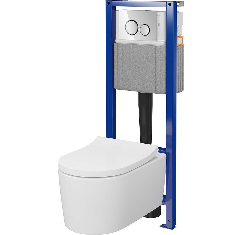 CERSANIT SYSTEM 40 mech Unterputz-Set, INVERTO Schüssel mit Brett, verchromter Knopf S4025-002