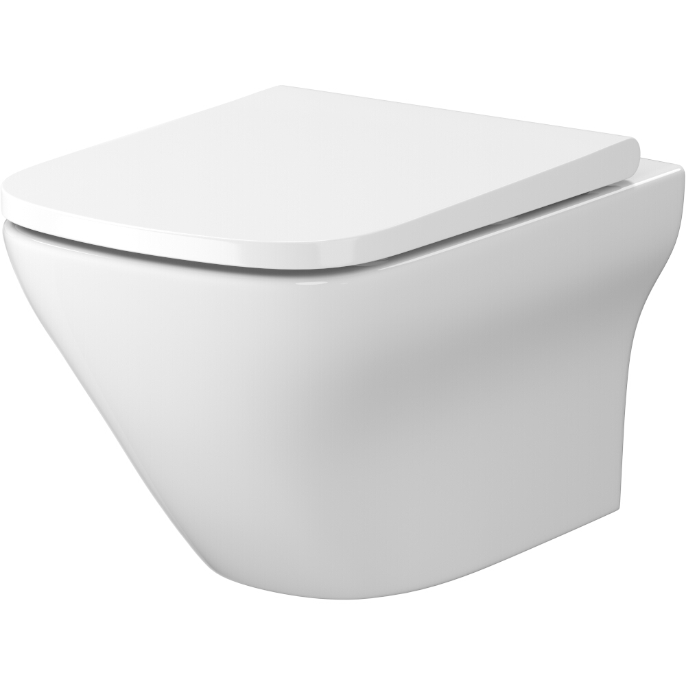 CERSANIT LARGA Hängebecken Set quadratisch clean on + schlanker Soft-Close-Sitz S701-473