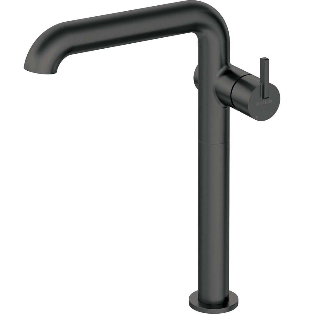 DEANTE SILIA, Waschbeckenwasserhahn mit hohem Sockel, rechteckiger Ausguss, schwarzer BQS_N24K