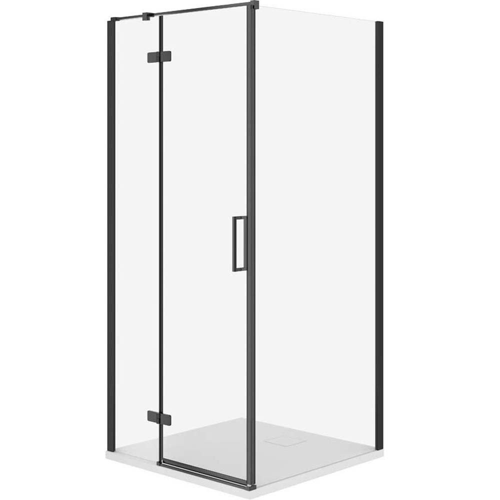 CERSANIT JOTA Duschkabine links schwarz 80x80 mit Duschwanne TAKO slim weiß S601-173