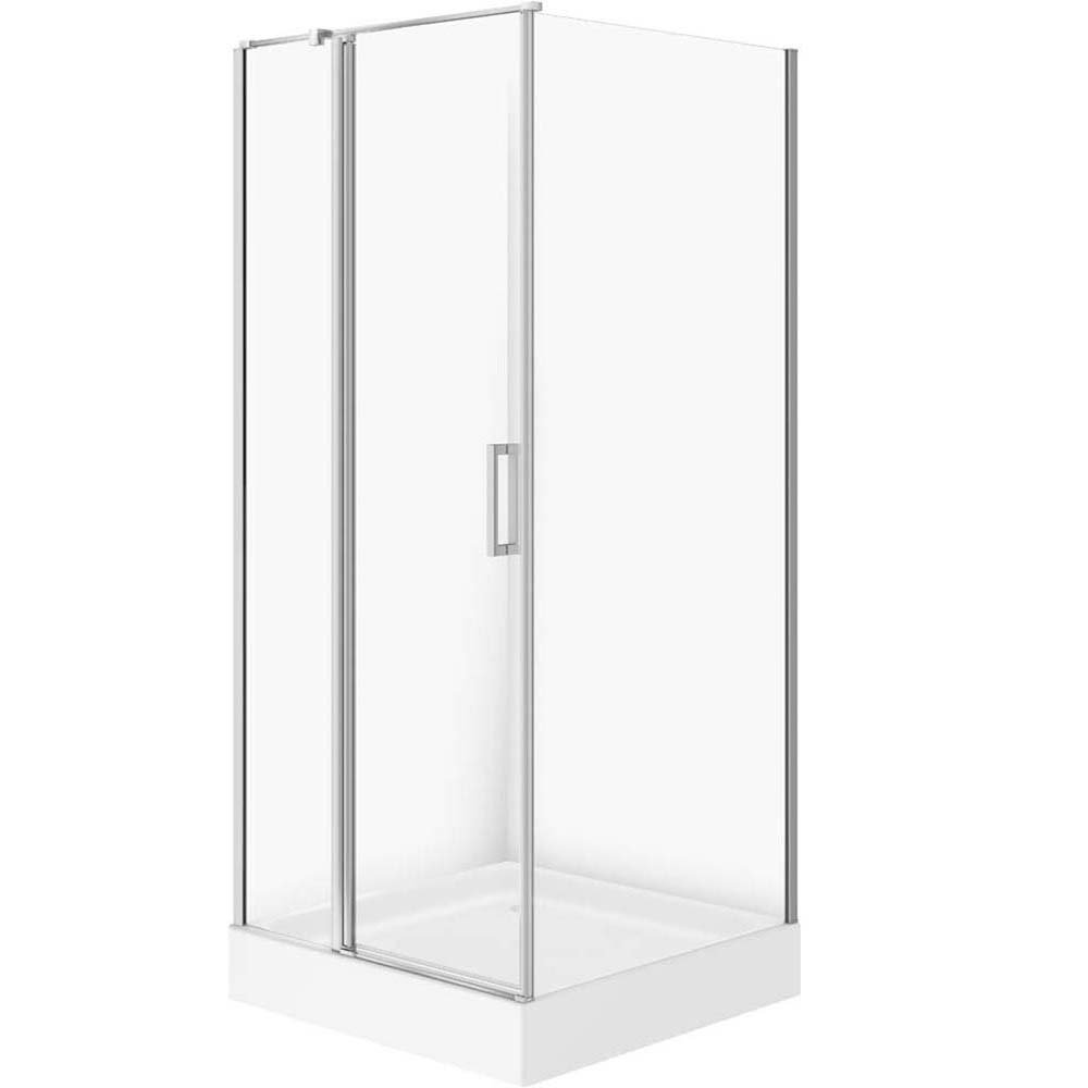 CERSANIT MODUO quadratische Duschkabine links 90x90 mit Duschwanne TAKO 90x16 weiß S601-351