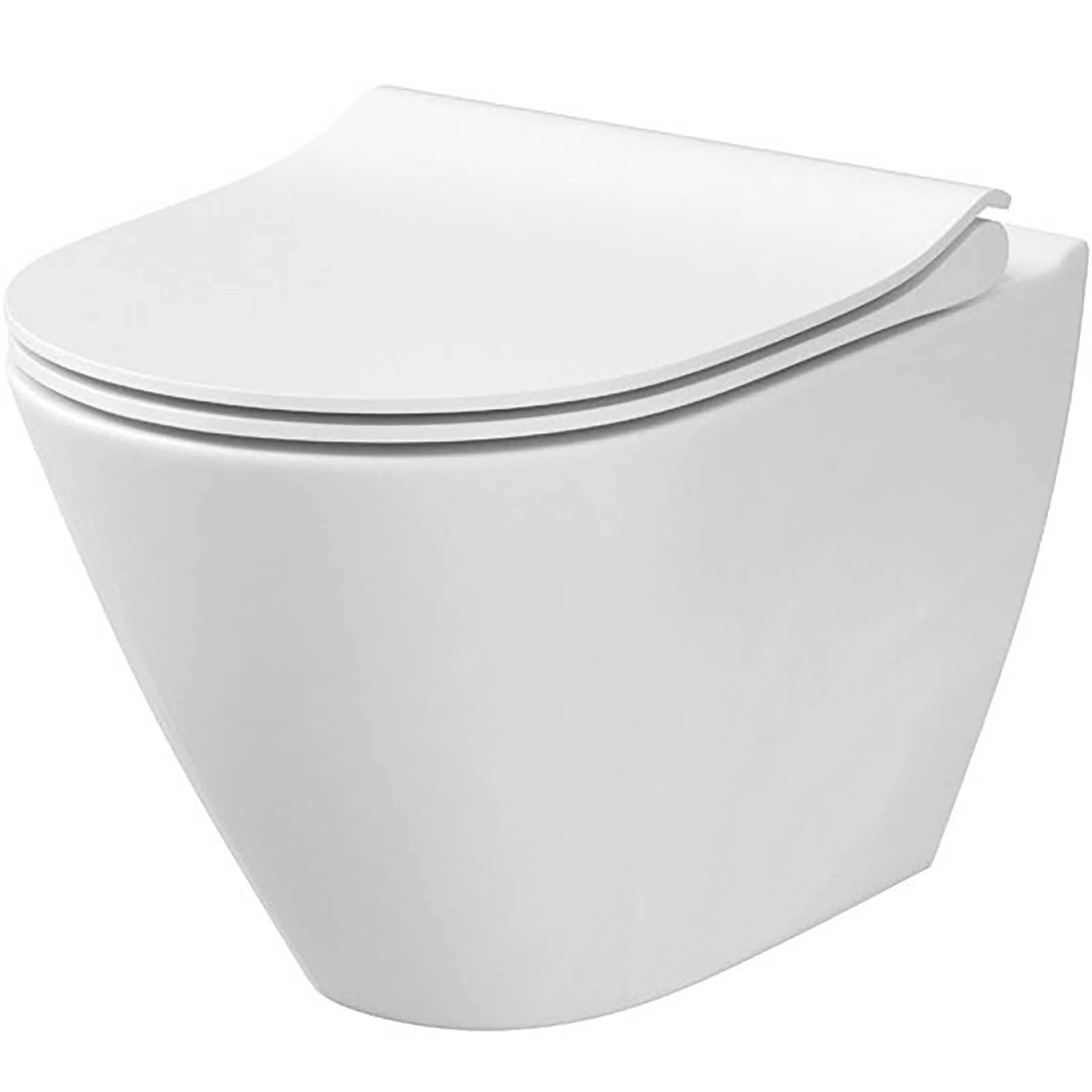 CERSANIT Wandhängende WC-Schüssel CITY OVAL NEW rechteckiger Duroplast-Sitz, antibakterieller langsamer Fall, einfache Entriegelung K701-104