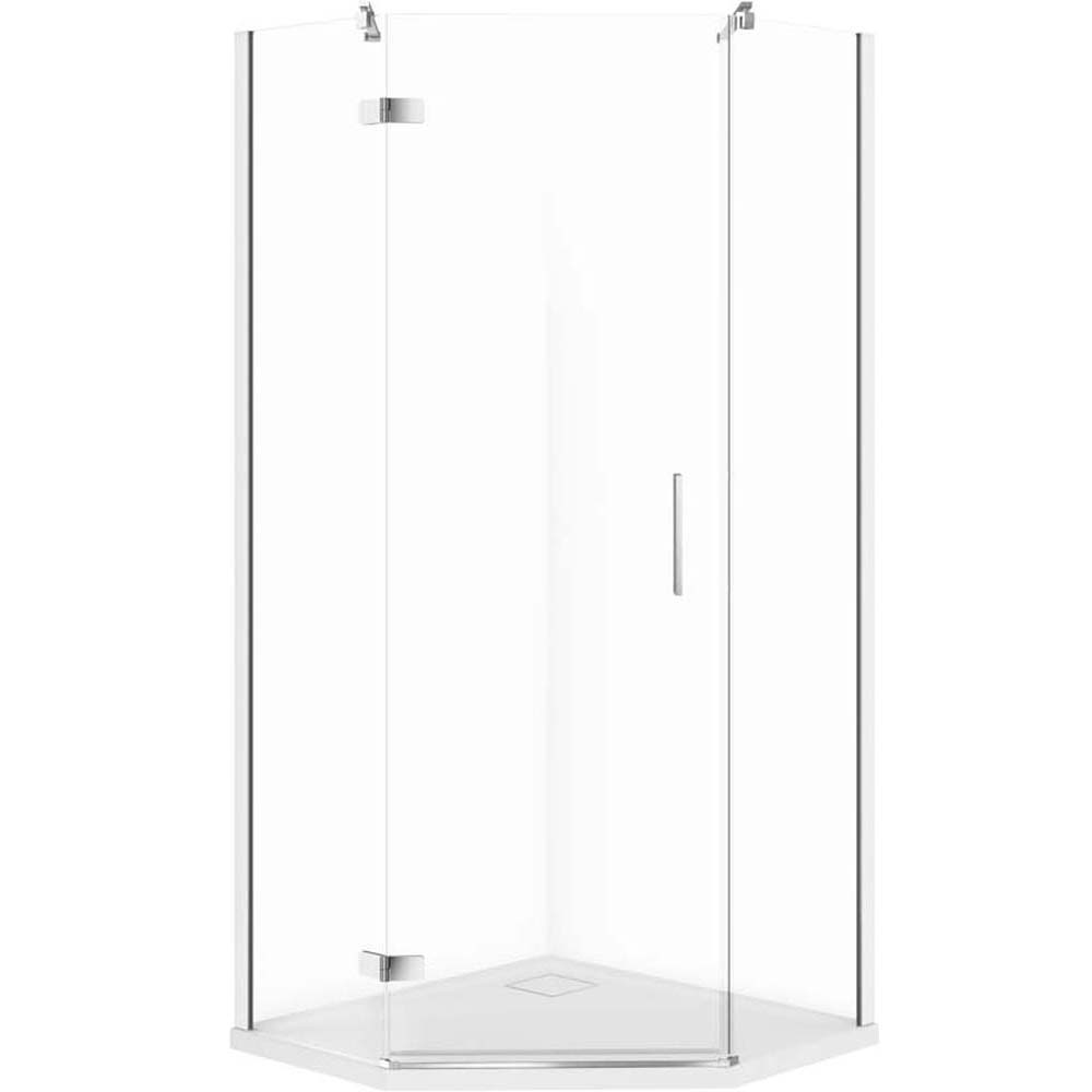 CERSANIT JOTA fünfeckige Duschkabine links chrom 80x80 mit Duschwanne TAKO slim S601-160