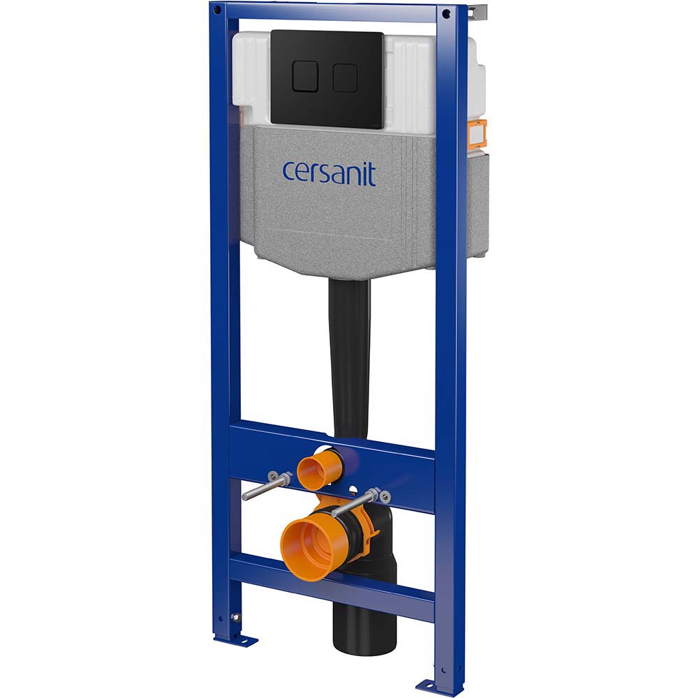 CERSANIT Unterputz-Vorwandelement SYSTEM 50 Pneumatisches Taster sq schwarz matt S701-950