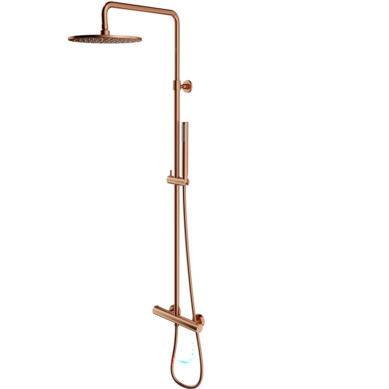 OMNIRES Thermostatisches Duschsystem Y Oberflächenmontiertes gebürstetes Kupfer Y1244SUCPB