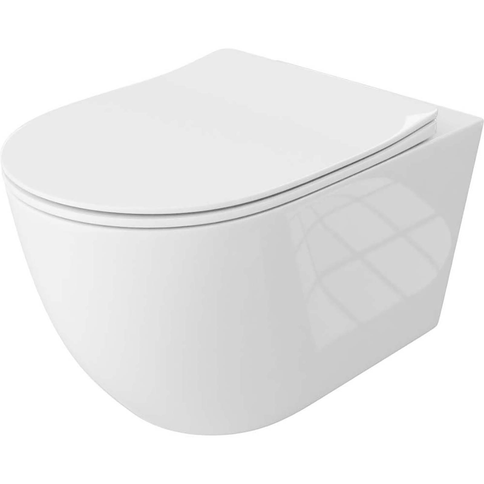 LAVITA Wandhängende WC-Schüssel SINTO GRANDE spülrandlos mit Duroplast-Sitz weiß