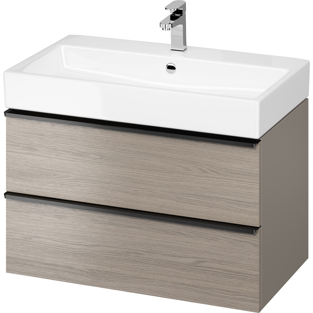 CERSANIT VIRGO 80 Schrankset grauer Griff schwarz mit Waschbecken VIRGO S801-426
