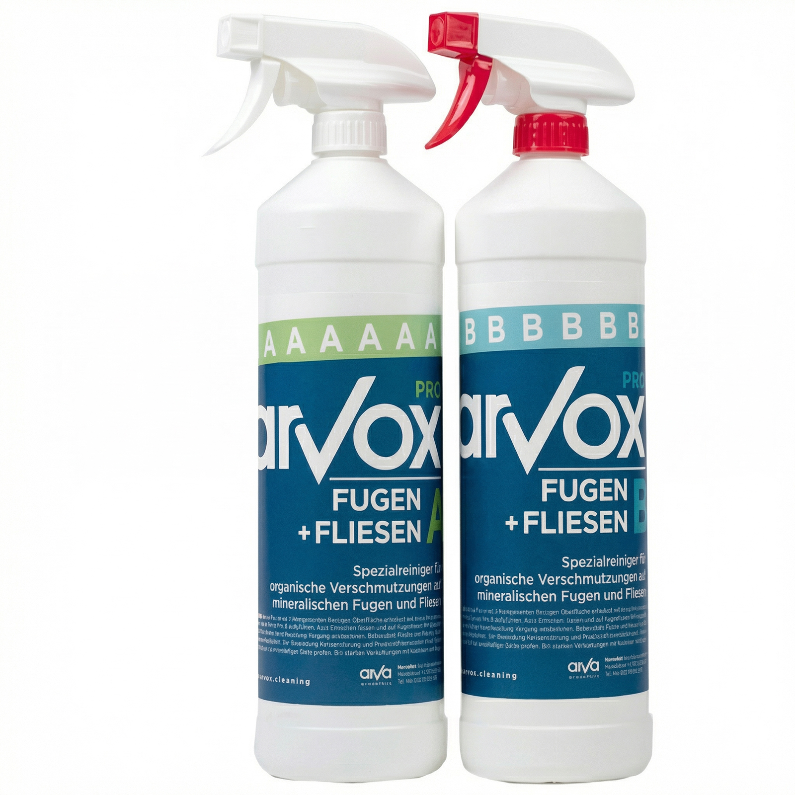 Spezialreiniger Arvox Pro Fuge + Fliesen 2-Komponenten-Reiniger (2 x 1 Liter)