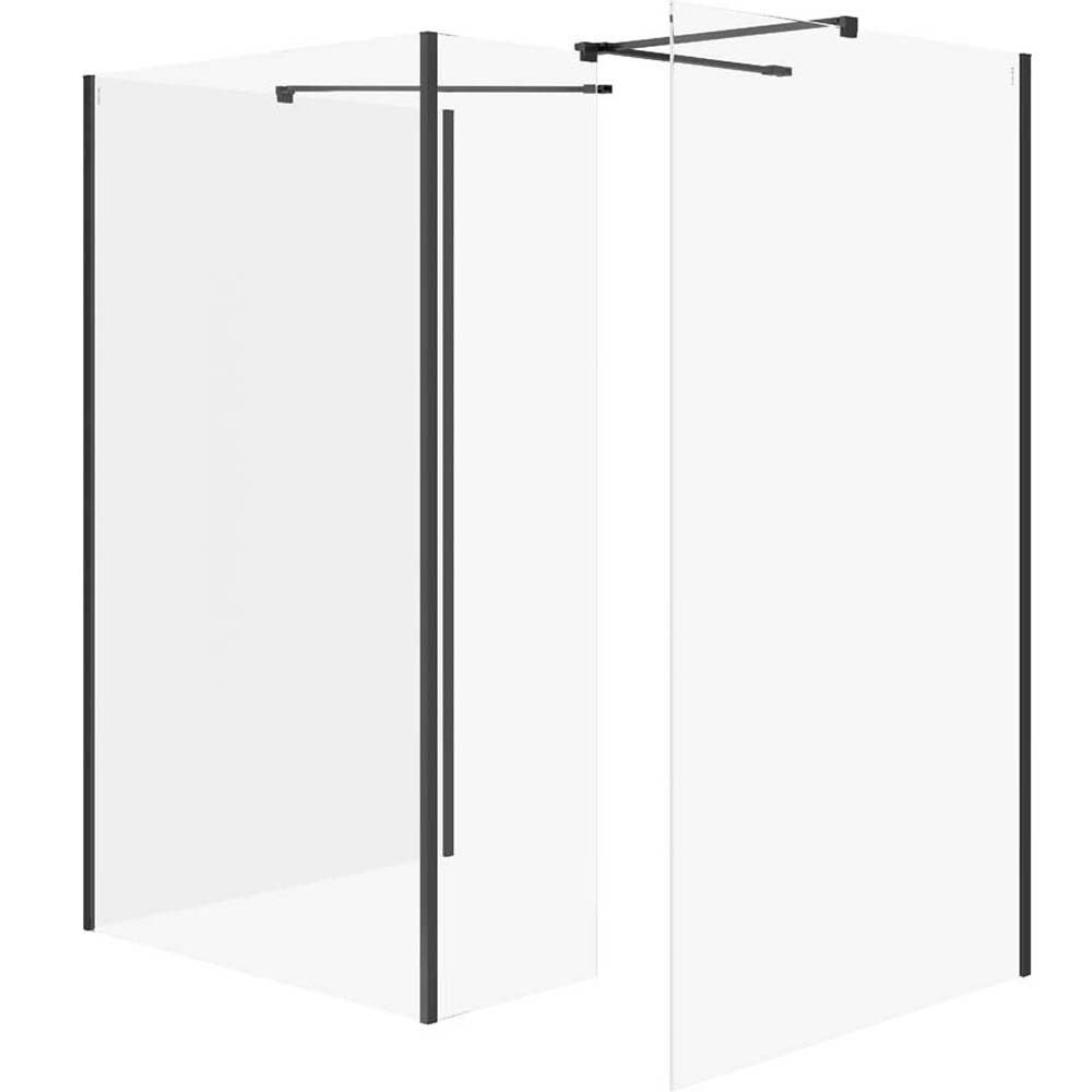 CERSANIT WALK-IN Duschkabine MILLE mit Stellwand 90x90x90x30x200 schwarz S601-196
