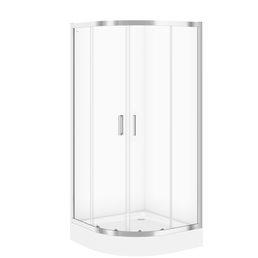 CERSANIT Duschkabinen-Set IVA 90x90x185 transparentes Glas + Duschwanne TAKO 16cm S601-202