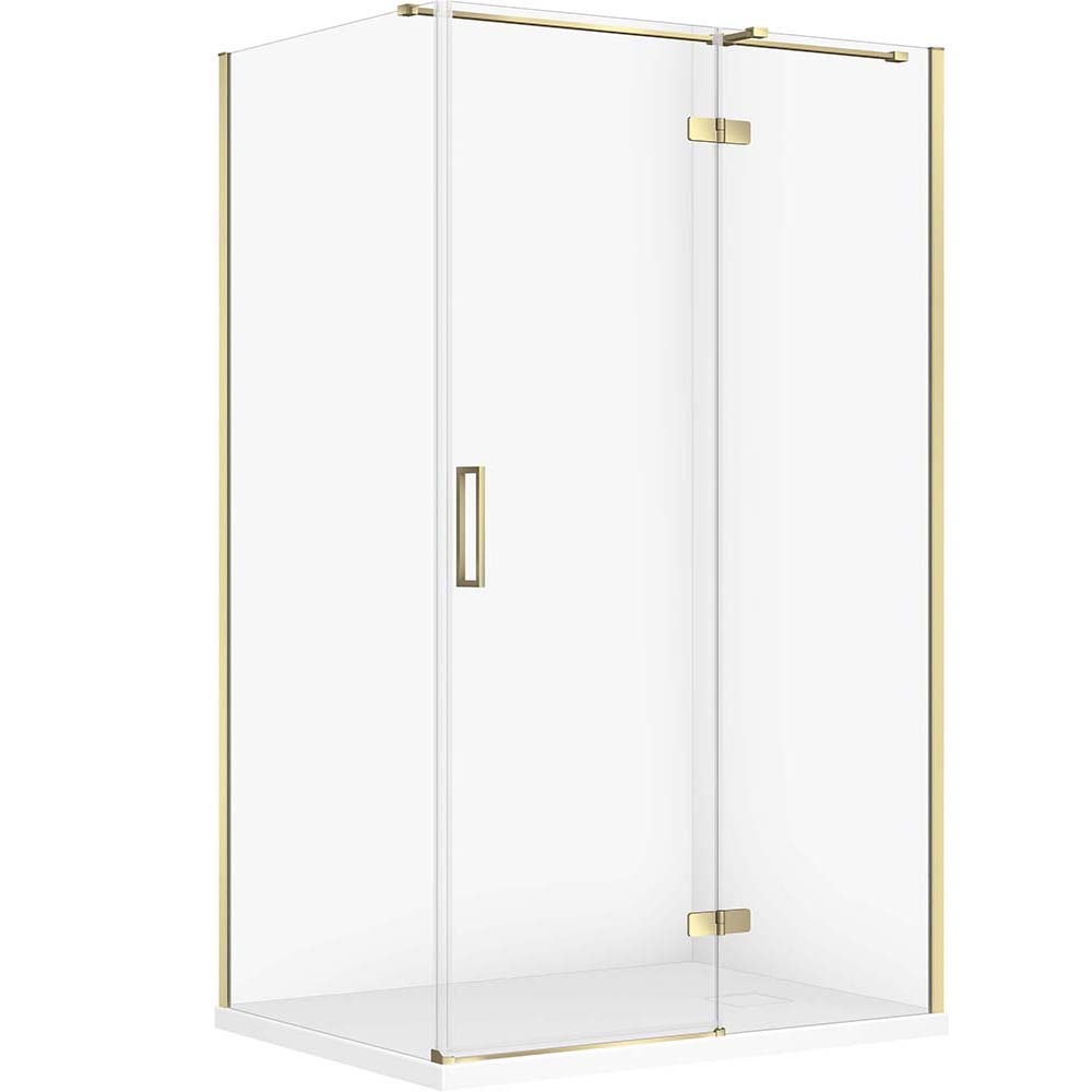 CERSANIT Set rechteckige Duschkabine JOTA rechts 120x90 gold, Duschwanne TAKO SLIM weiß S601-406