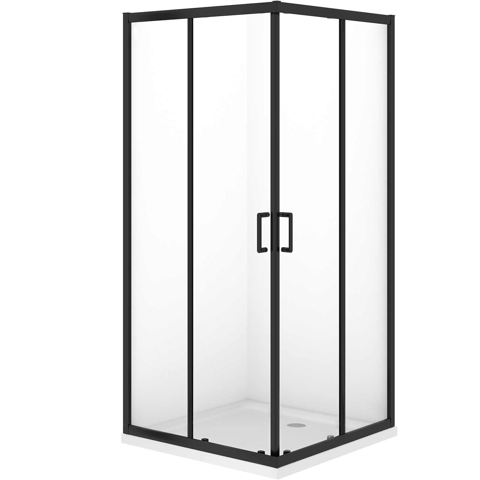 CERSANIT VERSO Duschkabinen-Set mit schwarzem Profil mit Duschwanne TAKO 90X90 cm S601-253