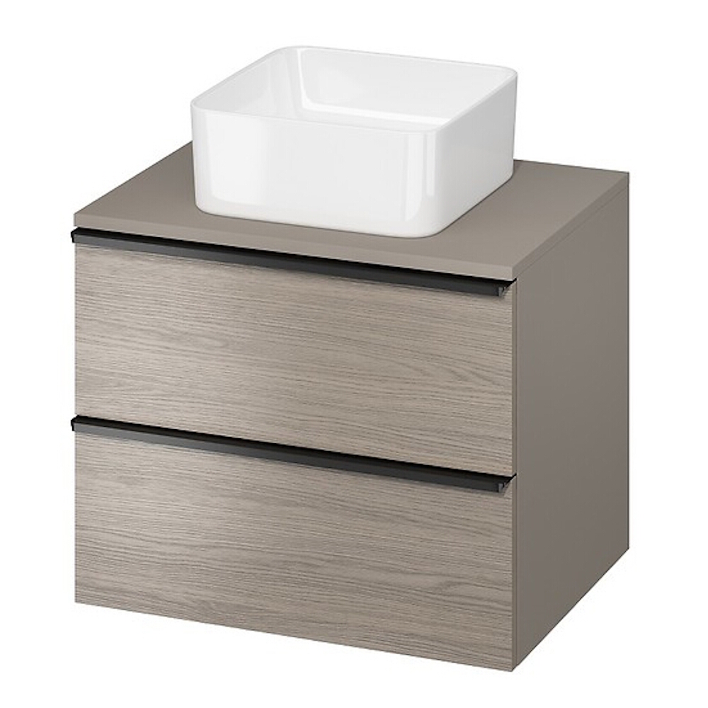 CERSANIT VIRGO 60 grauer Waschtischunterschrank mit schwarzem Griff mit Arbeitsplatte S522-023