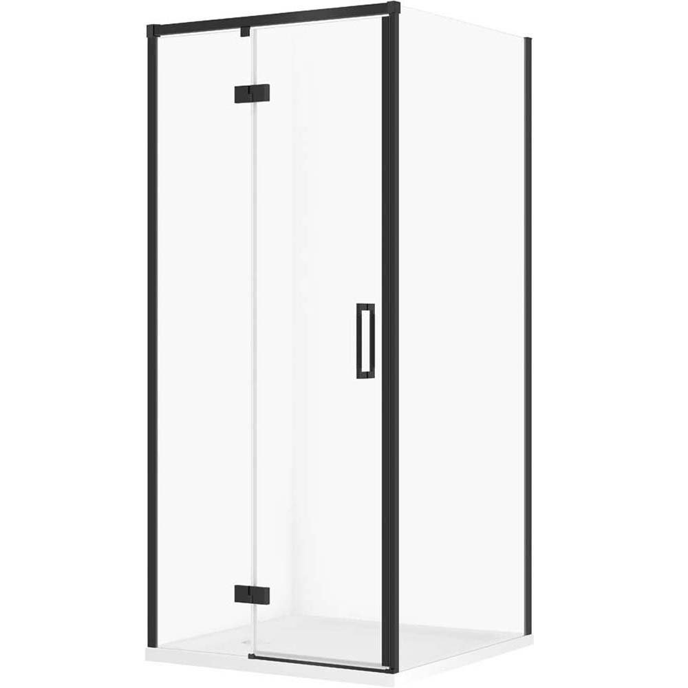 CERSANIT LARGA Duschkabine links schwarz 80x80 mit Duschwanne TAKO 80x80x4 weiß S601-347