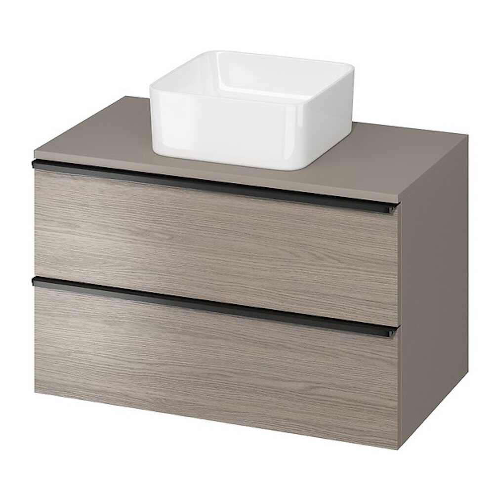 CERSANIT Schrank mit Arbeitsplatte VIRGO 80 grauer Griff chrom S522-031