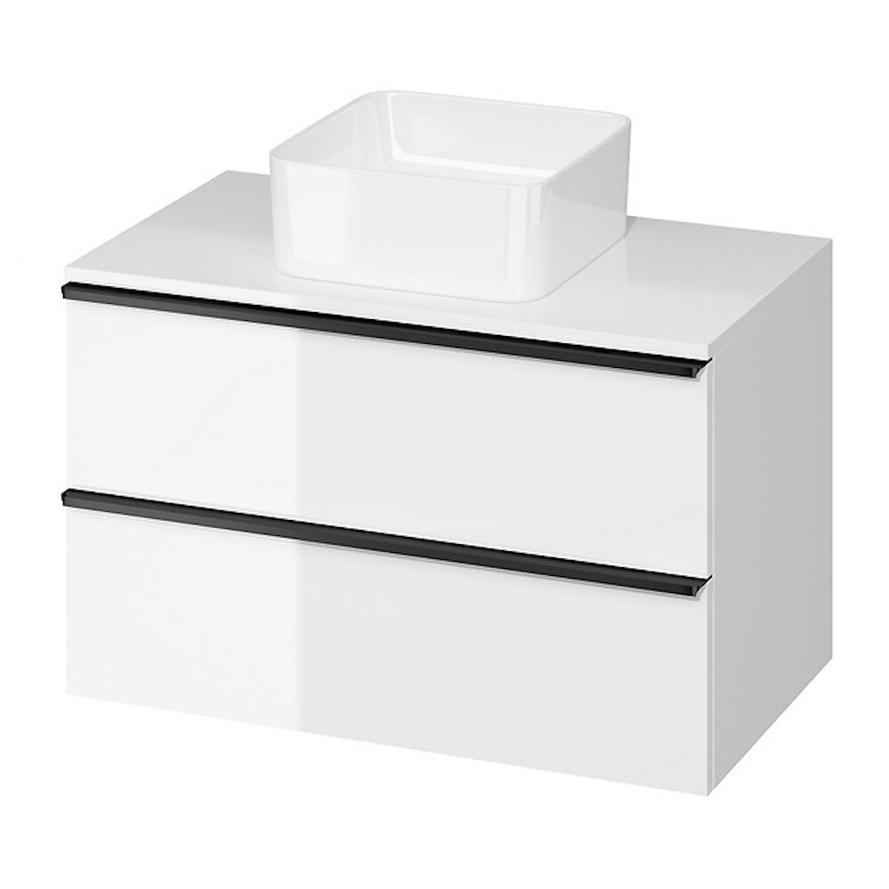 CERSANIT Waschtischunterschrank VIRGO 80 weißer Griff schwarz mit Arbeitsplatte S522-027