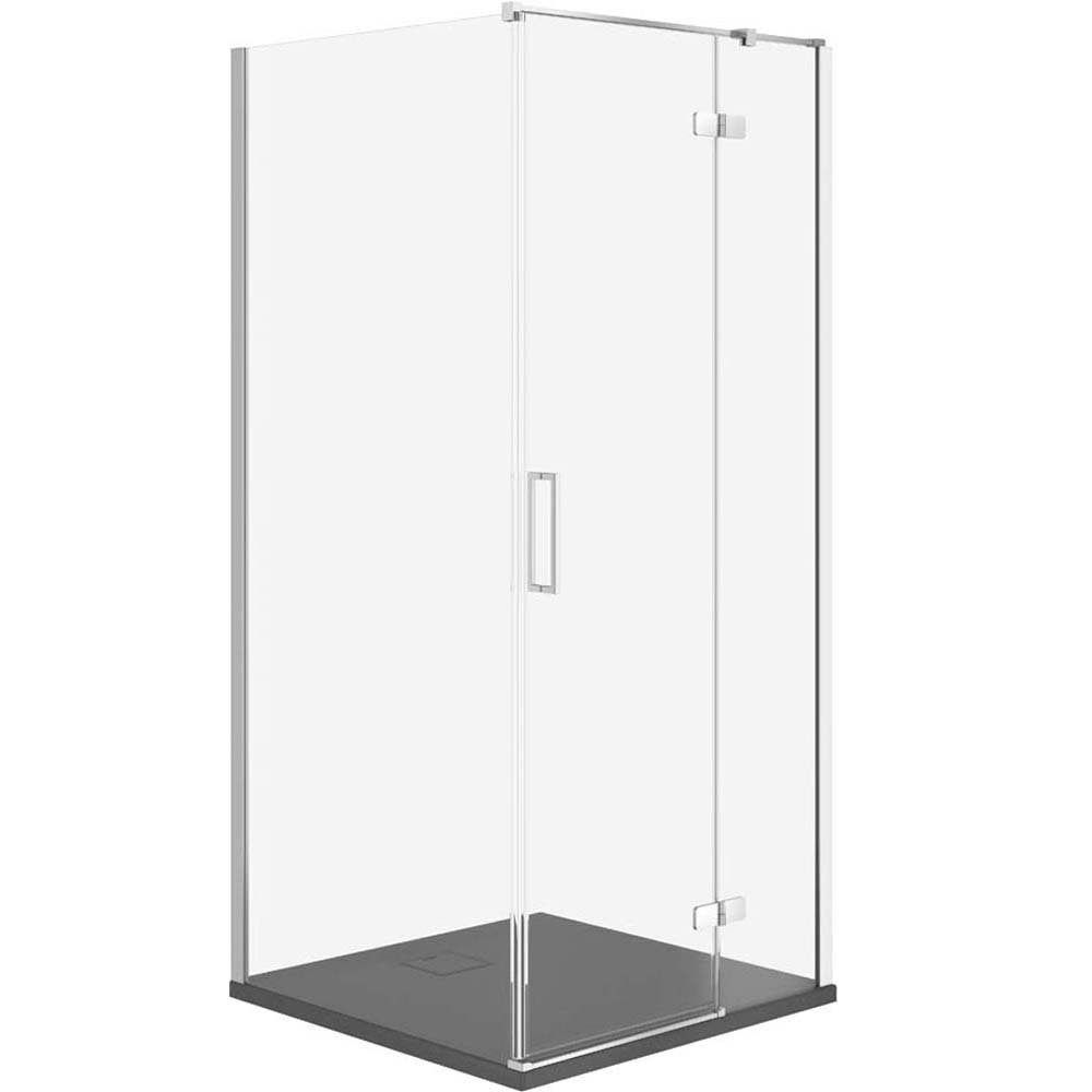 CERSANIT JOTA Duschkabine rechts chrom 90x90 mit Duschwanne TAKO slim grey matt S601-146