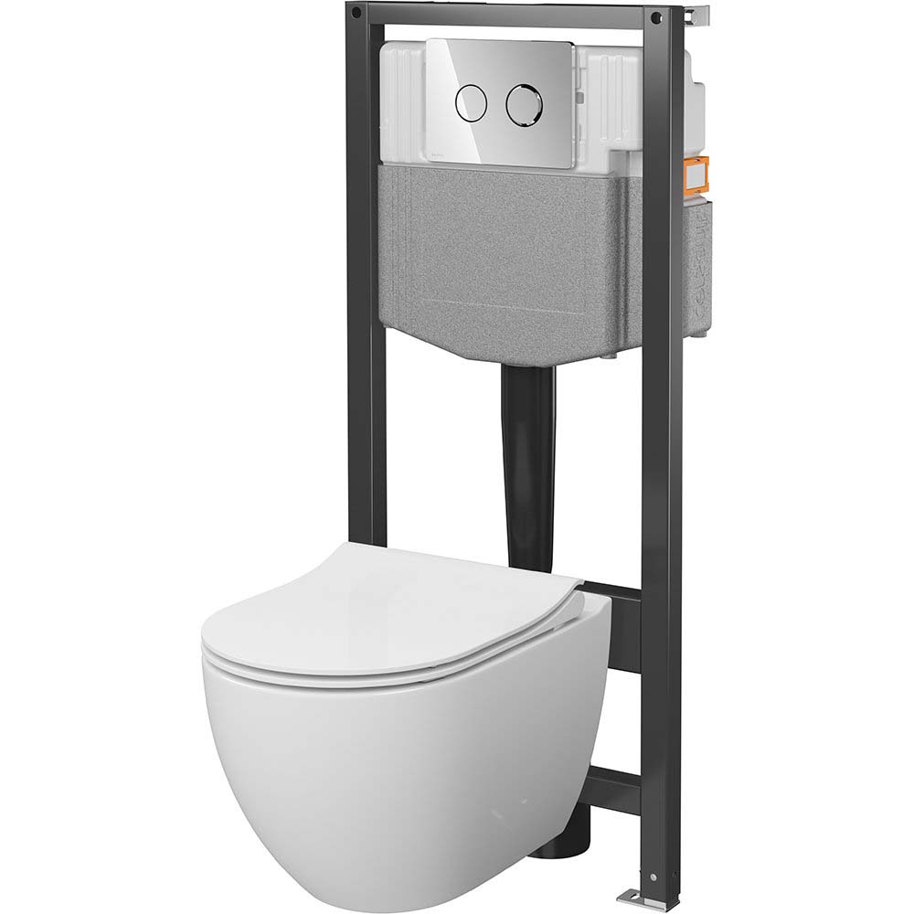 CERSANIT GARDA SYSTEM 50 pneumatisches Unterputz-Set, Becken, Brett, Chromknopf S4015-001
