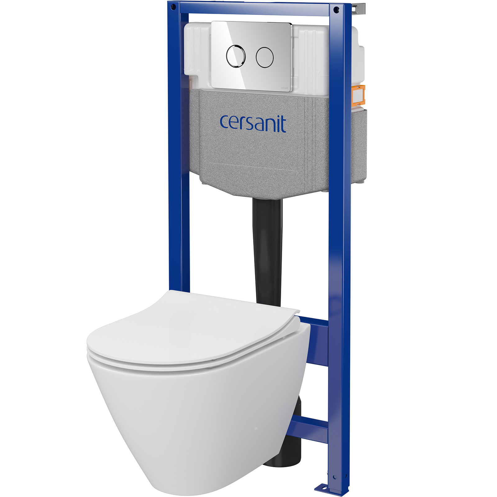 CERSANIT SYSTEM 50 pneumatisches Unterputz-Set, CITY ovales Becken, Brett, Chromknopf S701-761