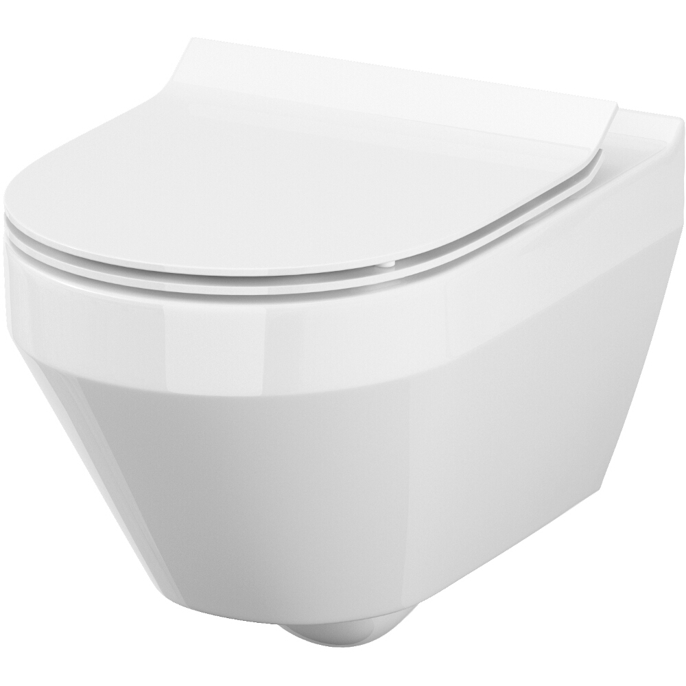 CERSANIT Wandhängende WC-Schüssel SET 906 MZ CREA NEW CO OVAL schlanker Duroplast-Sitz S701-212