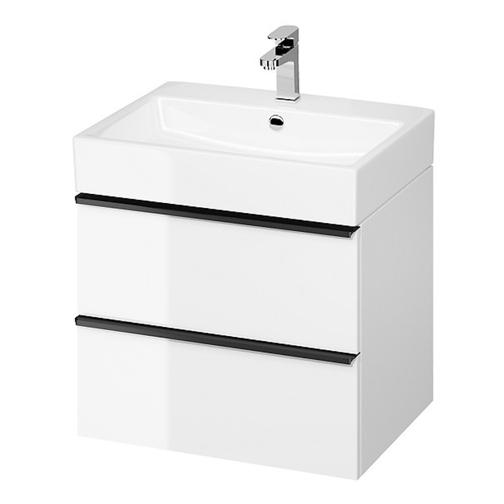 CERSANIT Waschtischunterschrank VIRGO 60 weißer Griff schwarz S522-018