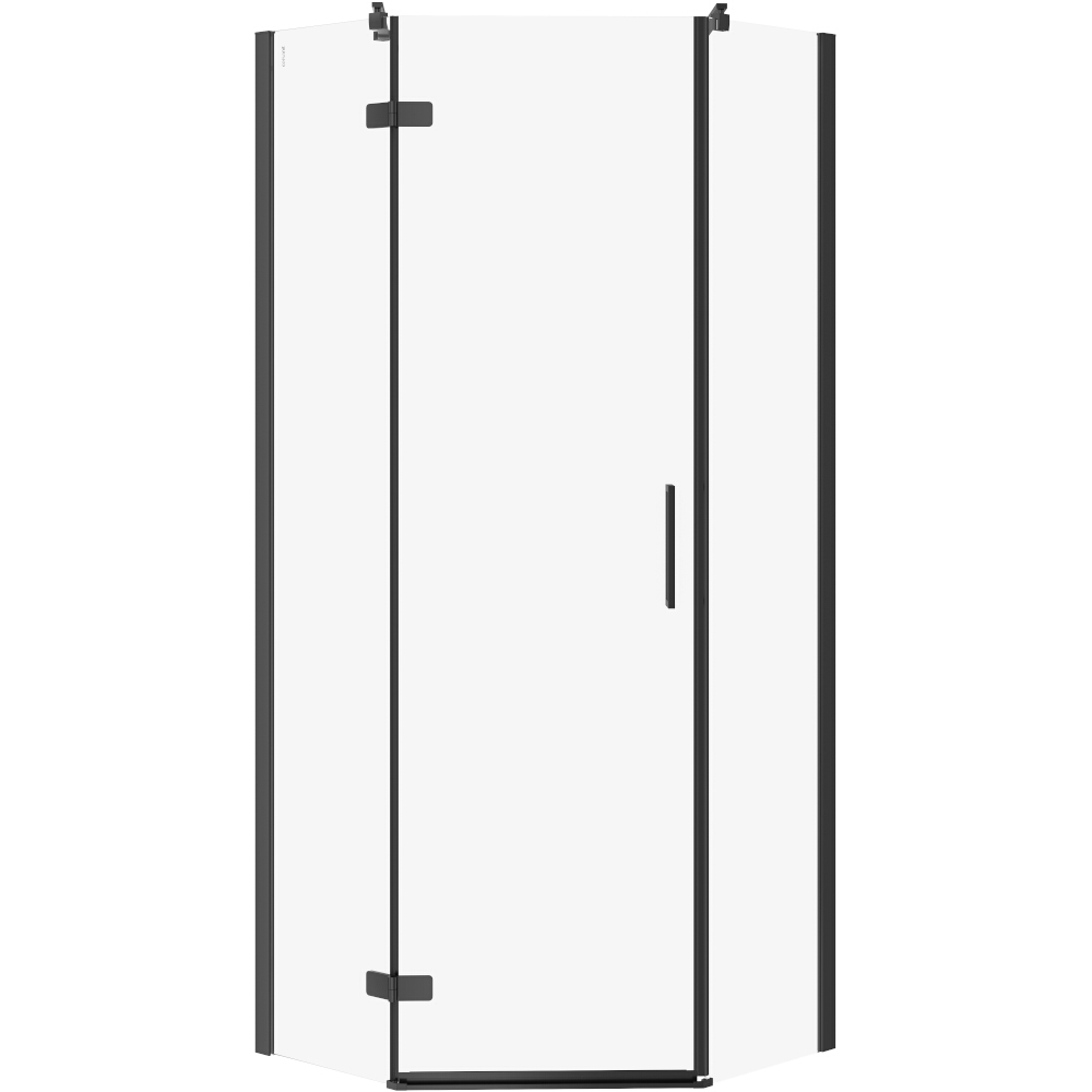 CERSANIT Fünfeckige Duschkabine JOTA links schwarz 80x80x195 transparentes Glas S160-012
