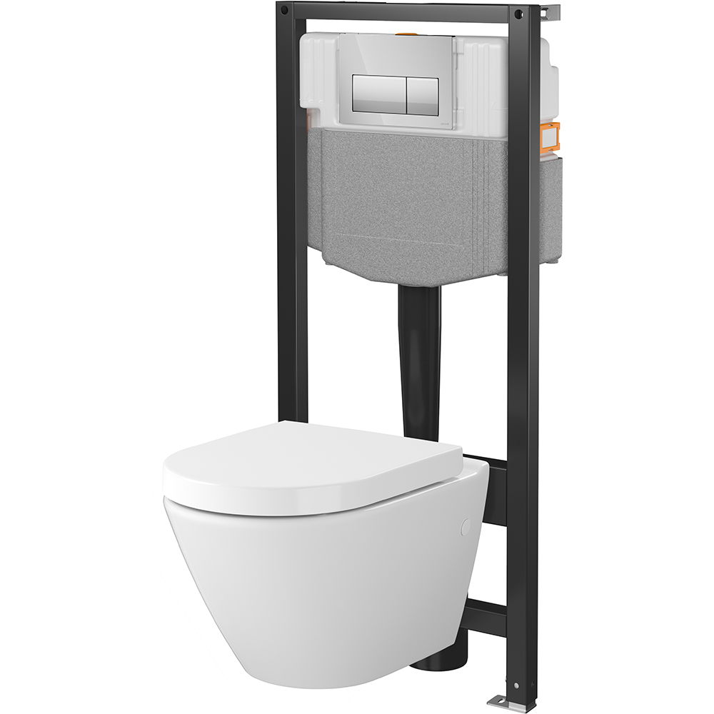 CERSANIT Unterputz-Set Moos 50, Schale VERSO Ov, Brett, Knopf PRESTO II chrom S701-973