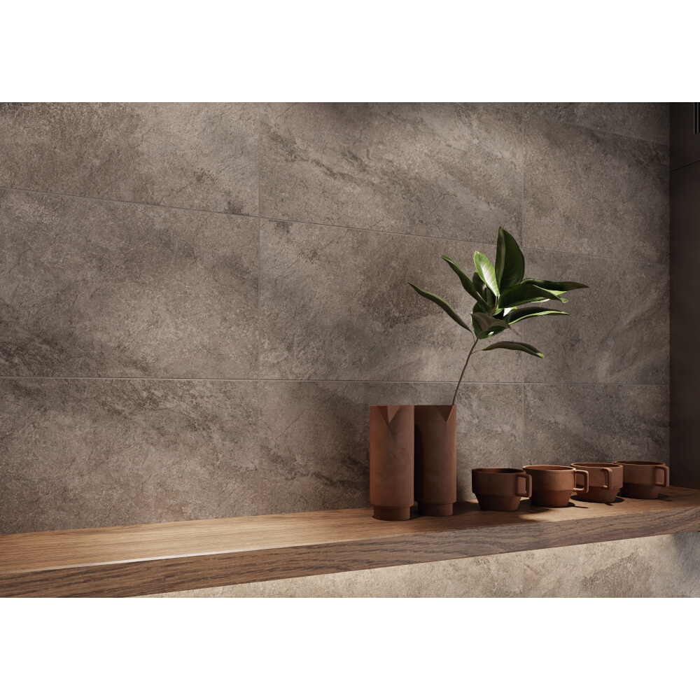 Glasiertes feinsteinzeug GAIA taupe structure mat 29,8x59,8