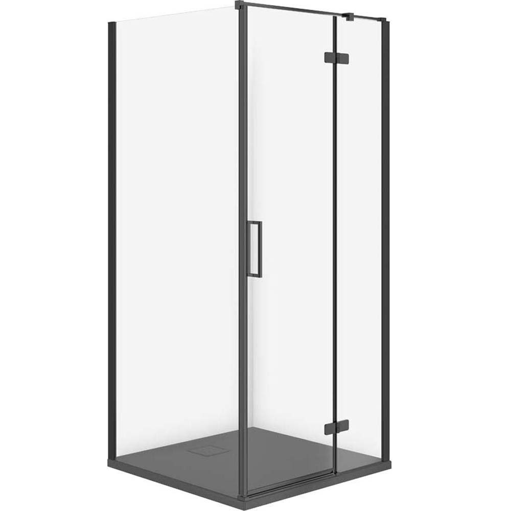 CERSANIT JOTA Duschkabine rechts schwarz 90x90 mit Duschwanne TAKO slim grey matt S601-326