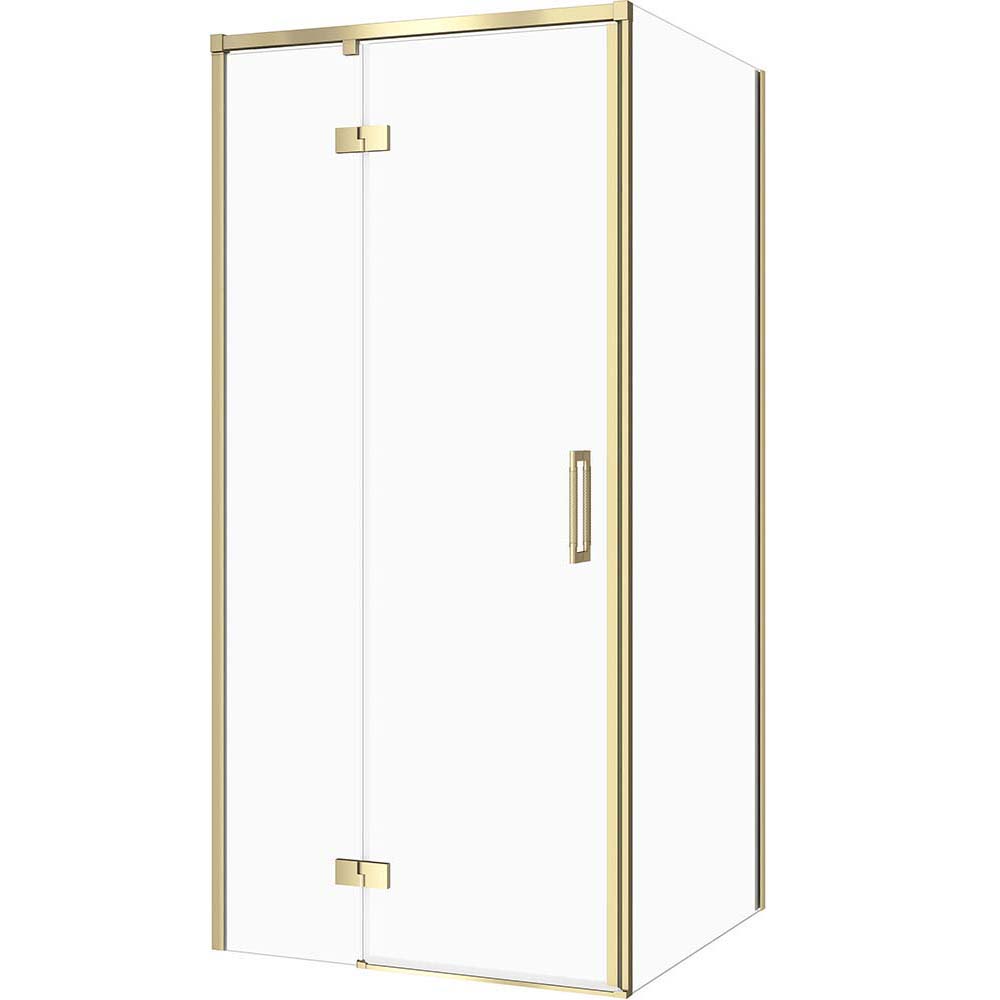 CERSANIT Quadratische Duschkabine LARGA gold matt, links 80x80 transparentes Glas S601-462