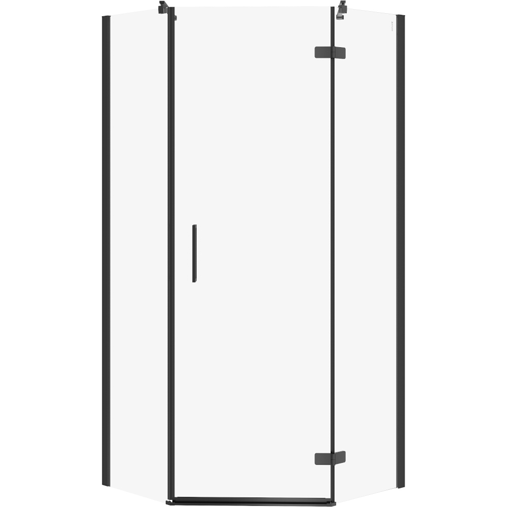CERSANIT JOTA fünfeckige Duschkabine rechts schwarz 90x90x195 transparentes Glas S160-015