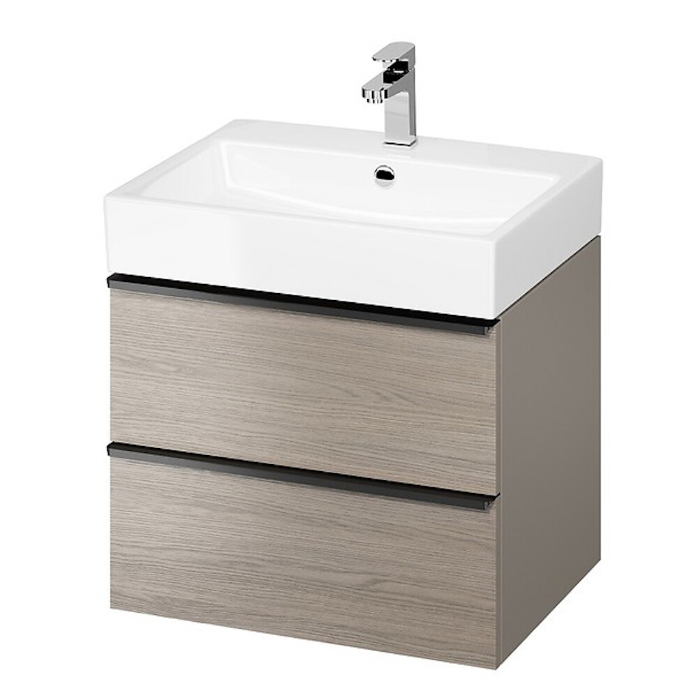 CERSANIT Waschtischunterschrank VIRGO 60 grauer Griff schwarz S522-021