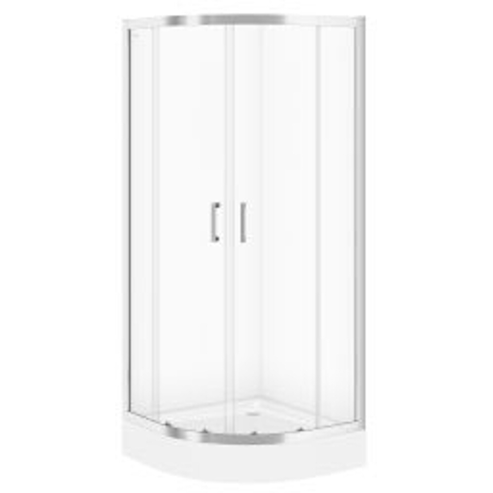 CERSANIT Halbrunde Duschkabine BASIC 80x185 mit Duschwanne TAKO 80x16 S601-117