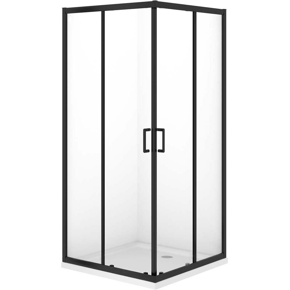 CERSANIT VERSO Duschkabinen-Set mit schwarzem Profil mit Duschwanne TAKO 80X80 cm S601-252