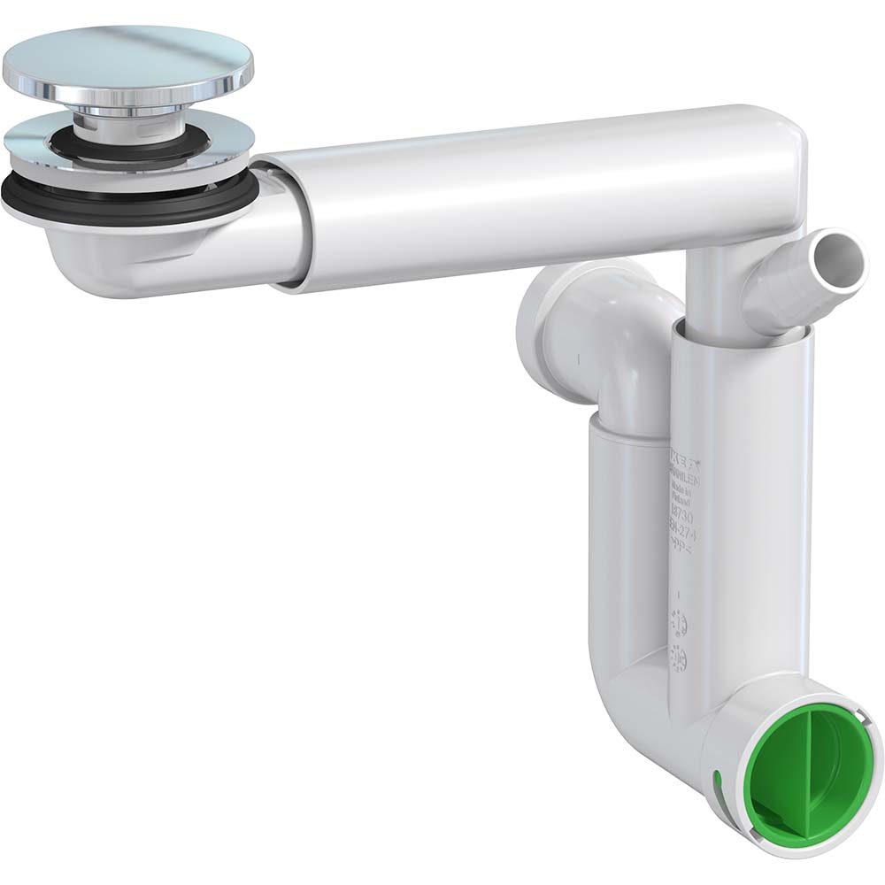CERSANIT Waschtischsiphon mit integriertem Chromstopfen, platzsparend S904-016