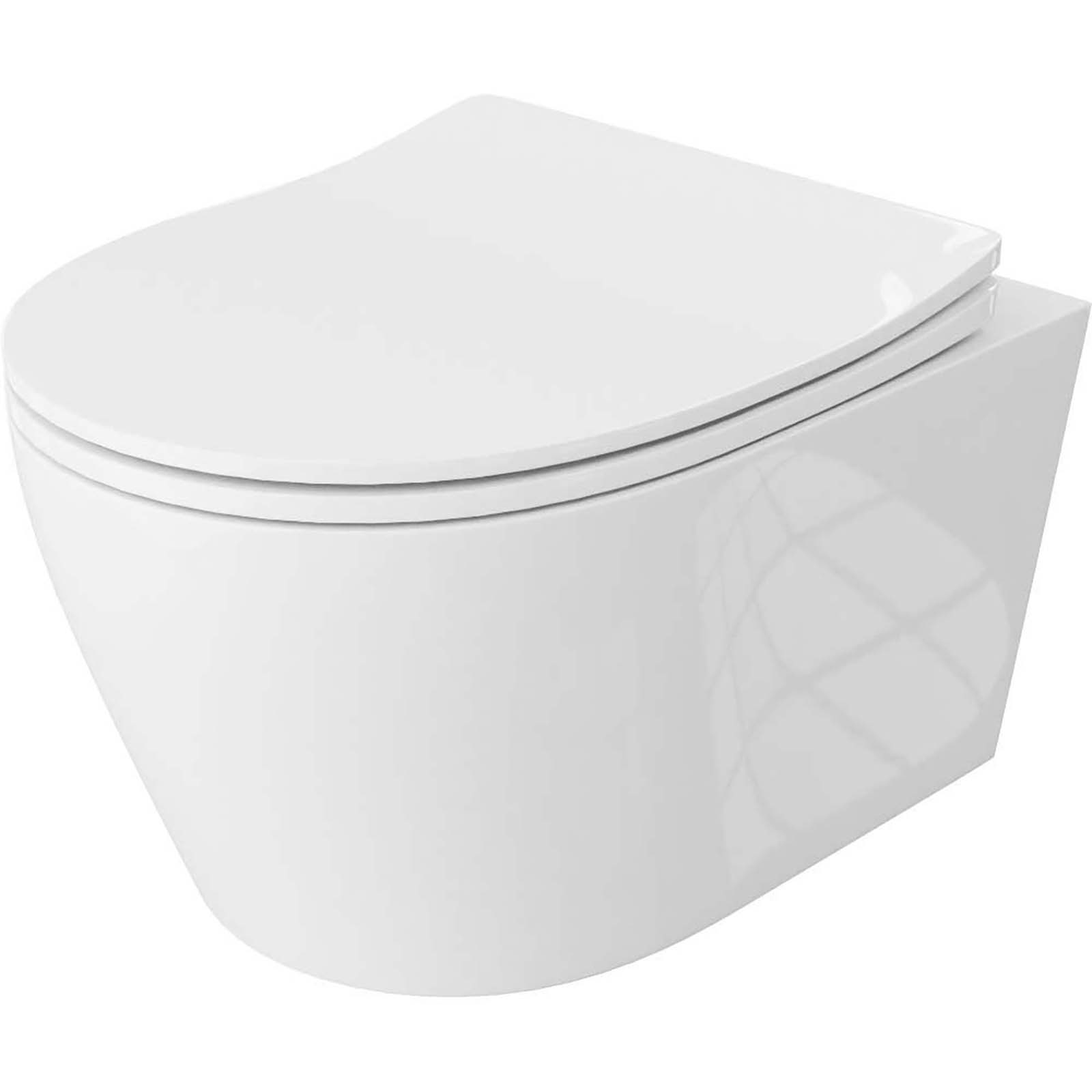 LAVITA Randloses PRAIA wandhängendes WC-Becken mit Duroplast-Sitz weiß