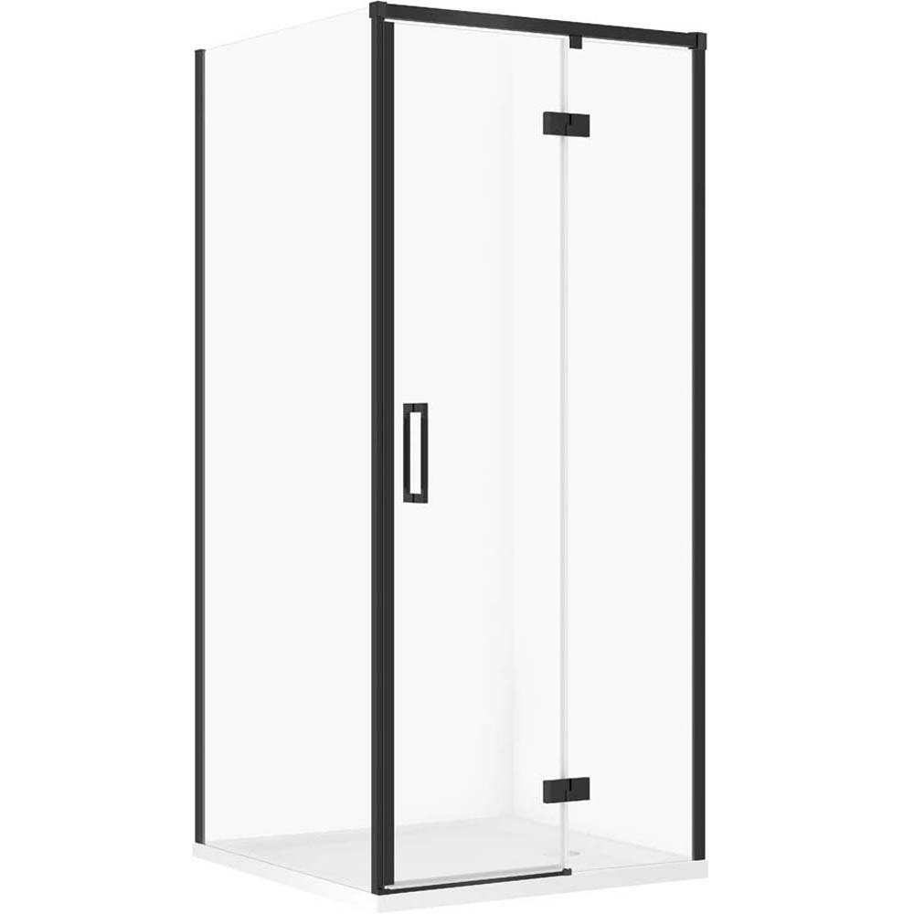 CERSANIT LARGA Duschkabine rechts schwarz 80x80 mit Duschwanne TAKO 80x80x4 weiß S601-348