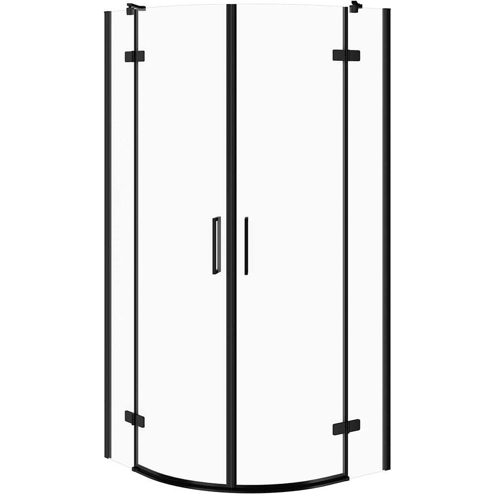 CERSANIT Halbrunde Duschkabine JOTA 80x80 schwarz, transparentes Glas S160-040